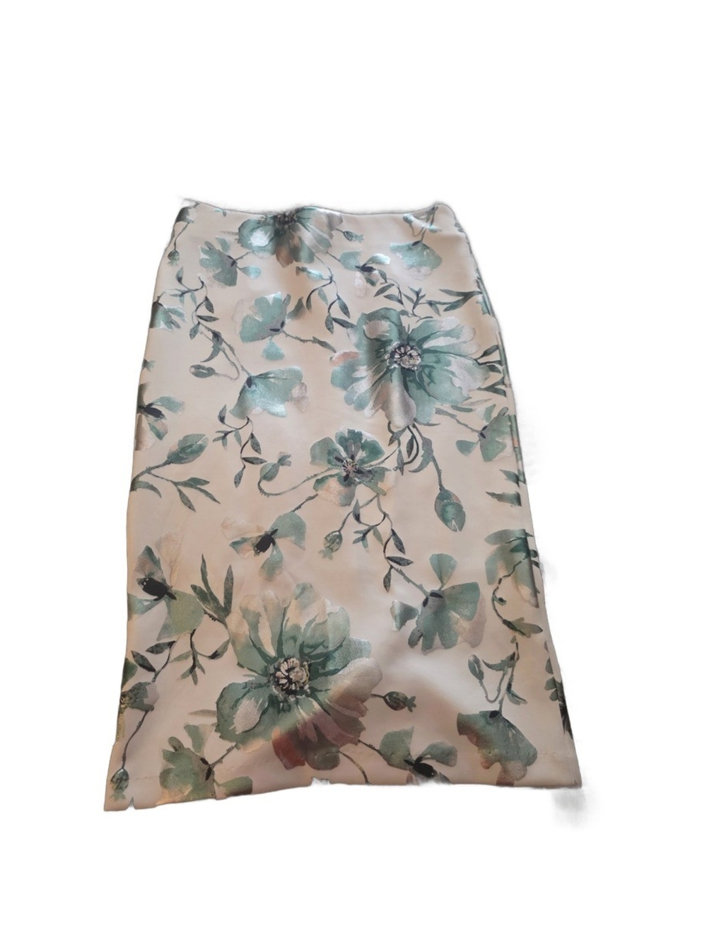 Floral Pencil Skirt in Cream and Mint